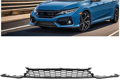 Front Lower Grill Compatible with 2017-2019 Honda Civic EX/EX-L/LX Bumper Face Bar Grille Plastic(PP) Replacement for HO1036128 71102TGGA00 Painted Gloss Black in Saudi Arabia
