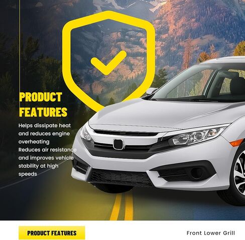 Front Lower Grill Compatible with 2017-2019 Honda Civic EX/EX-L/LX Bumper Face Bar Grille Plastic(PP) Replacement for HO1036128 71102TGGA00 Painted Gloss Black in Saudi Arabia