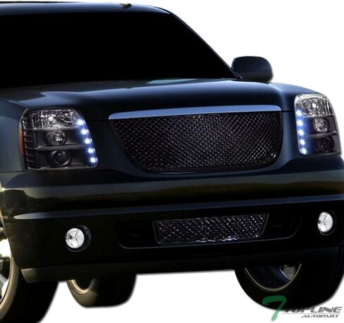الشبكة السوداء السوداء اللامعة الشواء العلوي العلوي + واقي مصببة أسفل الوفير ABS متوافق مع 07-14 GMC Yukon/XL/Denali in Kuwait
