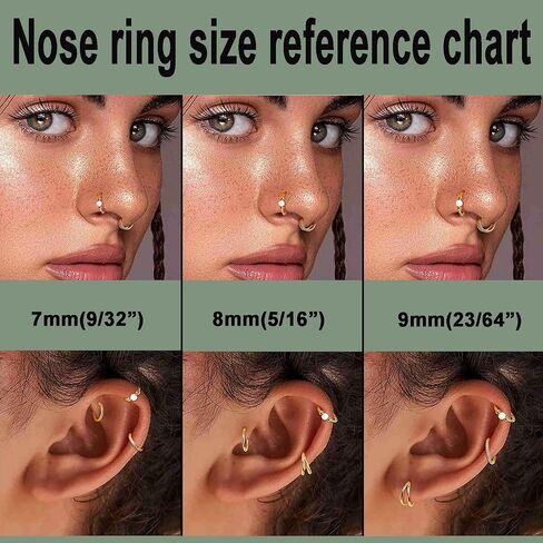 4PCS Nose Rings for Women 316L Surgical Steel Opal Nose Rings 18G Double Hoop Nose Rings Piercing Jewelry Cubic Zirconia Nose Ring, Septum Ring, Cartilage Earrings 18G Silver in Saudi Arabia