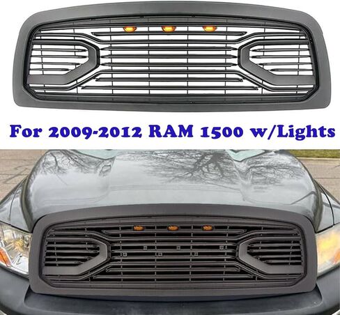 Front Grille Compatible with 2009-2012 Ram 1500, Big Horn Front Bumper Grill with letters (Matte Black) in Saudi Arabia
