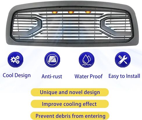Front Grille Compatible with 2009-2012 Ram 1500, Big Horn Front Bumper Grill with letters (Matte Black) in Saudi Arabia