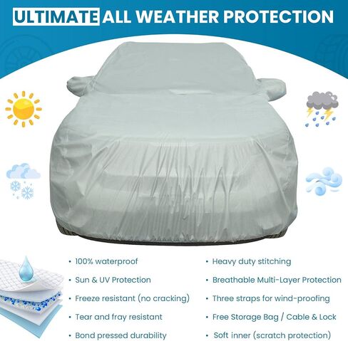 Car Cover for All Weather UV Waterproof Fit 2008 2009 2010 2011 2012 2013 2014 2015 2016 2017 2018 2019 2020 Maserati GRANTURISMO - Premier Series (Black) in Saudi Arabia