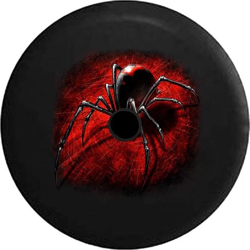 JL Series Cover Cover Cover Backup Camera Hole Black Widow Spider على الويب الأحمر - تبدو ثلاثية الأبعاد سوداء 32 في in Kuwait