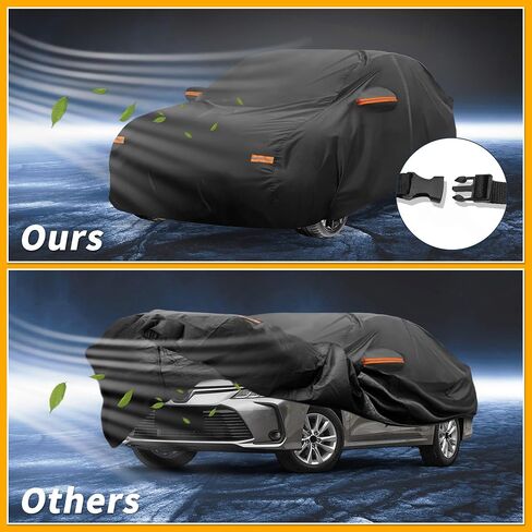 Car Cover Waterproof All Weather Sun Rain Protection Full Exterior Cover for Toyota Corolla Sedan 190T-PU Black with Left Side Zippers in Saudi Arabia