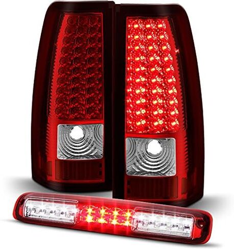 AKKON - For [Full LED Set] 03-06 Chevy Silverado | GMC Sierra Red Clear LED Tail Lights + 3rd Brake Lamp Combo in Saudi Arabia