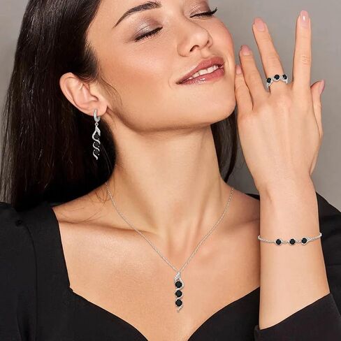 Crysdue Wedding Bridal Teardrop CZ Pendant Necklace Open Ring Dangle Earrings Adjustable Slider Bracelet Jewelry Set, Birthday Mothers Day Christmas Jewellery Gift for Women/Mom/Wife in Kuwait