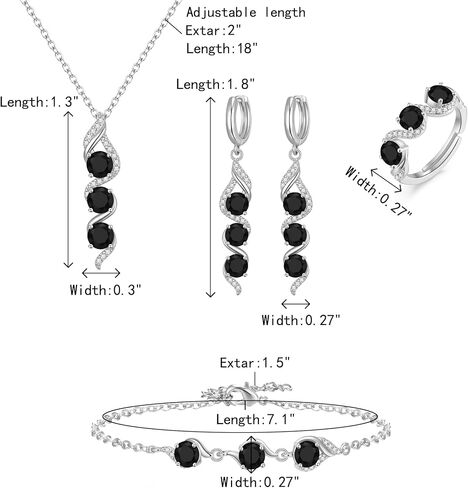 Crysdue Wedding Bridal Teardrop CZ Pendant Necklace Open Ring Dangle Earrings Adjustable Slider Bracelet Jewelry Set, Birthday Mothers Day Christmas Jewellery Gift for Women/Mom/Wife in Kuwait