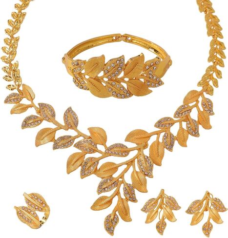 مجموعة مجوهرات قلادة ذهبية مجموعة سوار ذهبي الدائرية إكسسوارات المجوهرات الزفاف مجموعة للنساء الزفاف in Kuwait