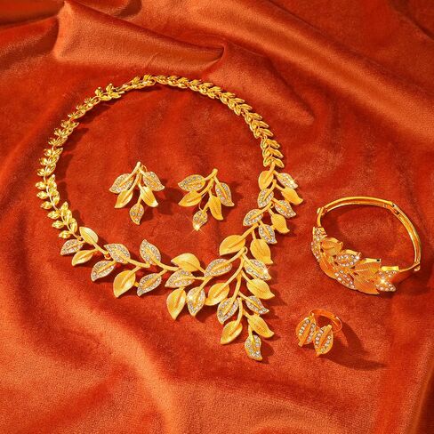 مجموعة مجوهرات قلادة ذهبية مجموعة سوار ذهبي الدائرية إكسسوارات المجوهرات الزفاف مجموعة للنساء الزفاف in Kuwait
