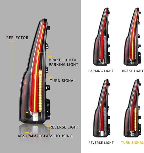 YUANZHENG Full LED Tail Lights Assembly for GMC Yukon 2015 2016 2017 2018 2019 2020, Plug & Play Rear Lamps with Amber Turn Signal, YAB-GMC-0268, Driver & Passenger Sides (Smoke) in Saudi Arabia