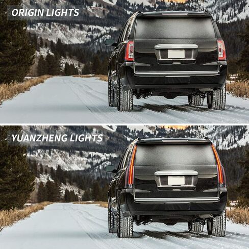 YUANZHENG Full LED Tail Lights Assembly for GMC Yukon 2015 2016 2017 2018 2019 2020, Plug & Play Rear Lamps with Amber Turn Signal, YAB-GMC-0268, Driver & Passenger Sides (Smoke) in Saudi Arabia