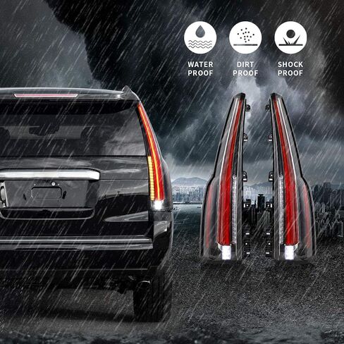 YUANZHENG Full LED Tail Lights Assembly for GMC Yukon 2015 2016 2017 2018 2019 2020, Plug & Play Rear Lamps with Amber Turn Signal, YAB-GMC-0268, Driver & Passenger Sides (Smoke) in Saudi Arabia