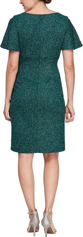 S.L. Fashions Women's Midi V-Neck Sheath Cocktail Dress W/Flutter Sleeves, Wedding Guest (Petite and Regular Sizes) in Saudi Arabia