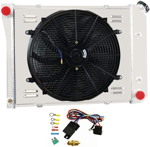 ALLOYWORKS 4 Row All Aluminum Radiator+Shroud Fan+Relay For 1967-1988 Chevy Nova Chevelle / 1965-1987 Buick Regal LeSabre in Saudi Arabia