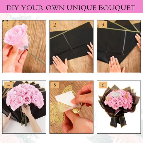 Pink Glitter Roses Bouquet, 30 Pcs DIY Fake Flowers Bouquet, Everlasting Shiny Artificial Rose Bouquet for Valentine's Day, Anniversary, Engagement, Wedding in Saudi Arabia