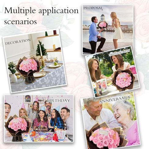 Pink Glitter Roses Bouquet, 30 Pcs DIY Fake Flowers Bouquet, Everlasting Shiny Artificial Rose Bouquet for Valentine's Day, Anniversary, Engagement, Wedding in Saudi Arabia