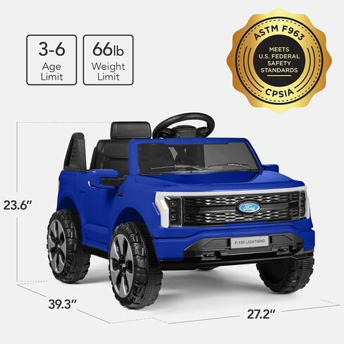 Best Choice Products Licensed Ford F-150 Lightning Truck Kids 24V 2-Seater Electric Ride On Car Toy w/ 132lb Weight Capacity, Parent Control - Black in Kuwait