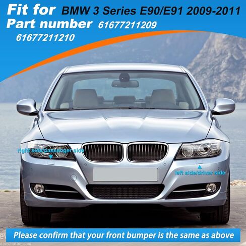 Front Bumper Headlight Washer Nozzle Cover Cap Fit for BMW 3 Series E90 E91 2009 2010 2011 61677211209 61677211210 (Black, Right Passenger Side) in Saudi Arabia