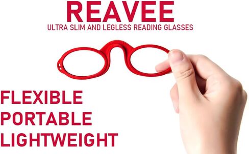 REAVEE Ultra Slim Armless Reading Glasses for Men Women, Small and Flat Readers Compact Pocket Size with Stick-on Case Holder in Kuwait