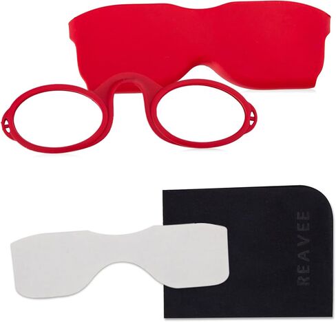 REAVEE Ultra Slim Armless Reading Glasses for Men Women, Small and Flat Readers Compact Pocket Size with Stick-on Case Holder in Kuwait