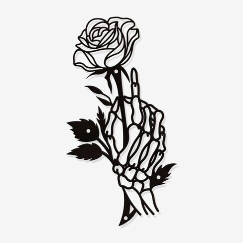 NBEADS Skeleton Rose Metal Wall Art Decor, Black Wall Hanging Decor Silhouette Wall Art Modern Metal Wall Sculptures for Modern Home Hanging Decorations, 11x5.8 Inch in Saudi Arabia