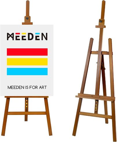MEEDEN Large Basic Studio Easel: Hold Canvas up to 50'' Solid Beech Wood Artist Easel - Adjustable Height and Working Angles A-Frame Floor Painting Easel for Adults Artist Beginners Students in Saudi Arabia