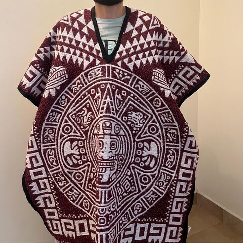 Authentic Handmade Mexican Gaban Poncho – Artisan-Made, Featuring Traditional Mexican Designs (89" x 42"), No Hood in Saudi Arabia