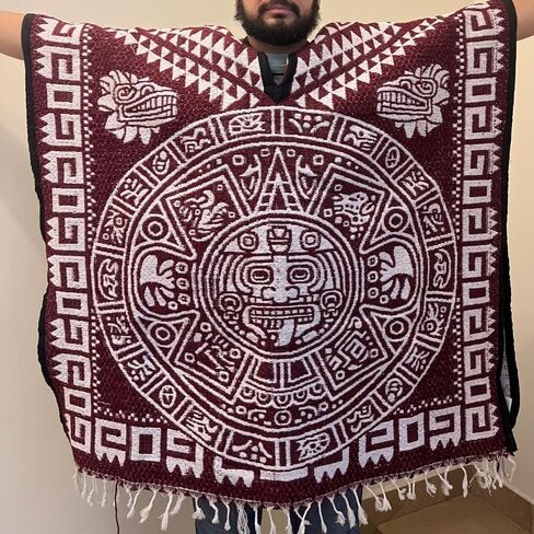 Authentic Handmade Mexican Gaban Poncho – Artisan-Made, Featuring Traditional Mexican Designs (89" x 42"), No Hood in Saudi Arabia