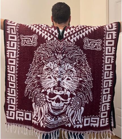Authentic Handmade Mexican Gaban Poncho – Artisan-Made, Featuring Traditional Mexican Designs (89" x 42"), No Hood in Saudi Arabia