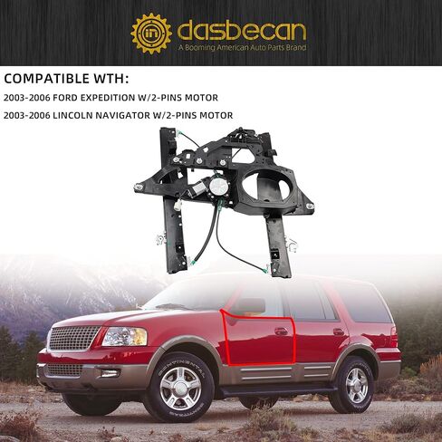 مجموعة منظم نوافذ الطاقة لجانب السائق الأمامي من Dasbecan متوافقة مع Ford Expedition Lincoln Navigator 2003-2006 الجانب الأيسر مع لوحة محرك ثنائية الدبوس تحل محل 741-178 6L1Z7823209AA in Saudi Arabia