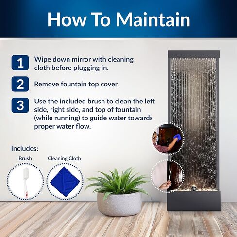 نافورة شلال زين بمرآة داخلية/خارجية بطول 48 بوصة من Alpine Corporation بالحجارة والأضواء، فضي in Kuwait