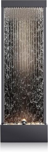 نافورة شلال زين بمرآة داخلية/خارجية بطول 48 بوصة من Alpine Corporation بالحجارة والأضواء، فضي in Kuwait