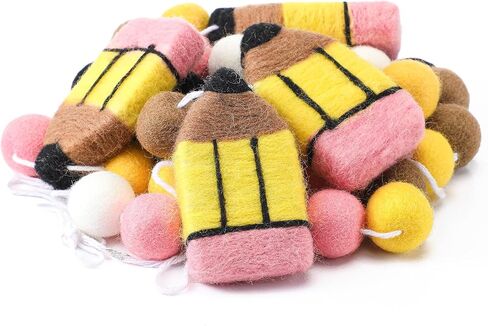 2 Pcs 13.2 ft First Day of School Pencil Felt Banner Classroom 3D Pencil Garland for Back to School Colorful Pompom Ball Hanging Banner Welcome Back Ball Garland for Classroom Decorations(Rainbow) in Saudi Arabia