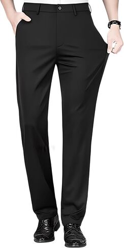 Slimastrouser Mens Stretch Dress Pants, Classic Fit Flat Front Pants Casual Mens Lightweight Golf Work Suit Pants (US, Waist Inseam, 34, 31, Blue) in Saudi Arabia
