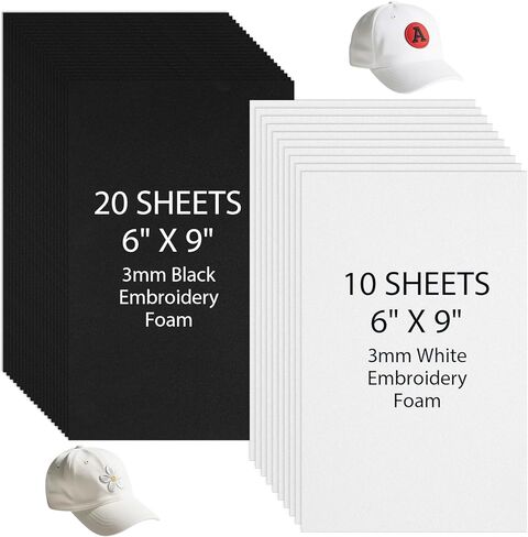 30 PCS Amproidery Foam Sheets ، 3 مم ، رغوة EVA سميكة للحرف اليدوية ، وألواح حرفية 6 × 9 بوصة للتطريز ثلاثي الأبعاد ، وأزياء Cosplay ، واللحف ، ومشاريع DIY in Kuwait
