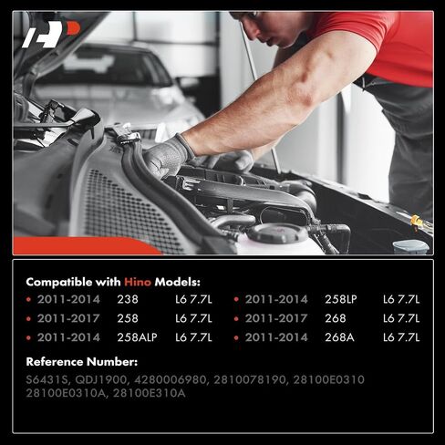 A-Premium Starter Motor Compatible with Hino 238 2011-2014, 258 2011-2017, 258ALP 2011-2014, 258LP 2011-2014, 268 2011-2017, 268A 2011-2014, 7.7L, 12V 3.0KW 11-Teeth Clockwise in Saudi Arabia