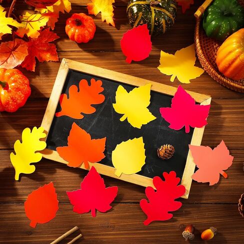 Geyee 108 PCS Clutouts for Classroom Bulletin Board 3.5 بوصة أوراق الورق قطع الرافضة Maple Oak Birch Leaves Shape Die Cut ألوان متنوعة لهجة لـ DIY Craft Back to Schools Supplies in Kuwait