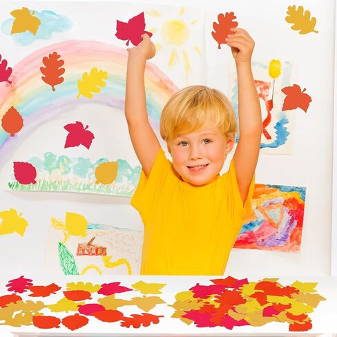 Geyee 108 PCS Clutouts for Classroom Bulletin Board 3.5 بوصة أوراق الورق قطع الرافضة Maple Oak Birch Leaves Shape Die Cut ألوان متنوعة لهجة لـ DIY Craft Back to Schools Supplies in Kuwait