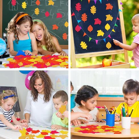 Geyee 108 PCS Clutouts for Classroom Bulletin Board 3.5 بوصة أوراق الورق قطع الرافضة Maple Oak Birch Leaves Shape Die Cut ألوان متنوعة لهجة لـ DIY Craft Back to Schools Supplies in Kuwait
