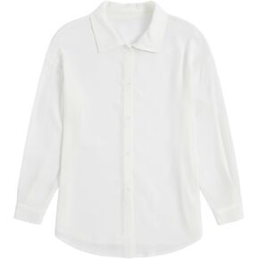 قميص للفتيات من SweatyRocks بأزرار سفلية شفافة وأكمام طويلة كبيرة الحجم يمكن رؤيتها من خلال بلوزة كاجوال in Kuwait