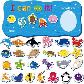 “I CAN DO IT" Token Board,Magnetic Reward Chart with 26 Animal Magnets, Red Bus Reward Chart for Kids, Incentive Positive Chart for Good Behavior and Responsibility, Great for Toddlers, Kids, Students in Saudi Arabia