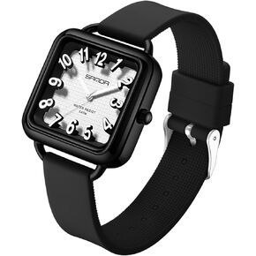 Gosasa Fashion Women's Watch Big Arvice Numbers Square Square Equalist to Howning Waterproof Disual Ladies Adalit Thansal Watch watch watch with silicone strap contract in Kuwait