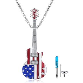 Guitar Photo Necklace 925 Sterling Silver Guitar Pendants Necklace That Holds Pictures,Personalized Guitar Locket Necklace Jewelry for Women in Saudi Arabia