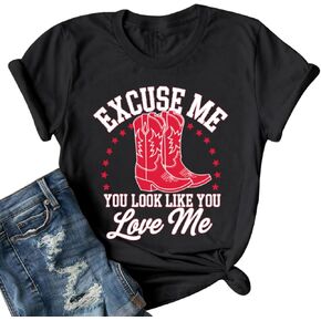 Western Cowboy Boot Shirts for Women Rodeo Cowgirl Tshirt Country Music Concert Shirt Funny Letter Print Graphic Tee in Kuwait
