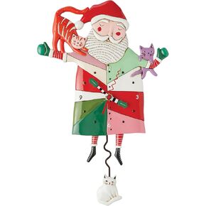 Enesco Allen Designs Crazy Cat Santa Wall Clock - Battery Operated Pendulum Analog Clock, Stone Resin Decorative Clocks for Walls Home Decor Kitchen Clock, 12.6 Inch in Saudi Arabia