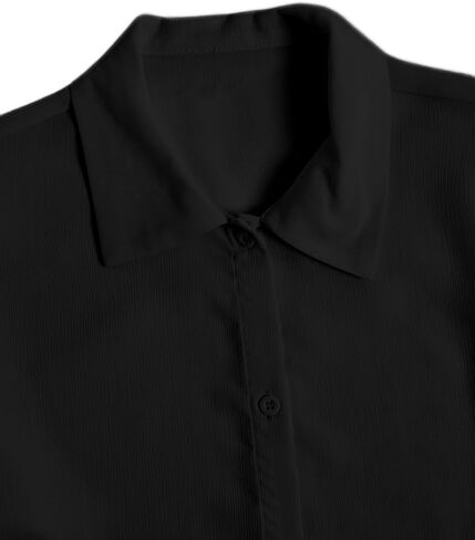 SweatyRocks Girl's Sheer Button Down Shirt Oversized Long Sleeve See Through Casual Blouse Tops in Saudi Arabia