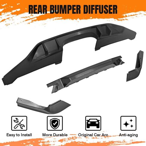 Rear Bumper Diffuser Lip, Compatible with 2017-2021 Honda Civic Hatchback, PP Black TR Style Rear Lower Lip Valance Splitter in Saudi Arabia