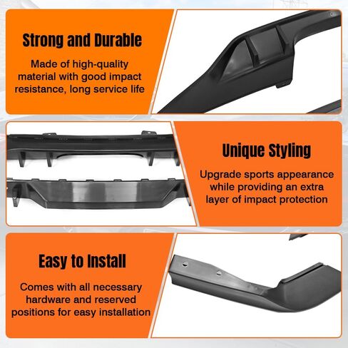 Rear Bumper Diffuser Lip, Compatible with 2017-2021 Honda Civic Hatchback, PP Black TR Style Rear Lower Lip Valance Splitter in Saudi Arabia
