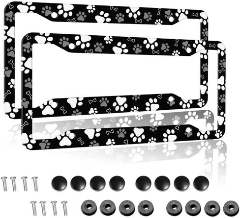 Black and White Checkerboard License Plate Frame - Race Flag License Plate Holder Aluminum Metal Car Decorative Front Tag Frame for Men Women Size 12.3“ x 6.3" for US Canada Vehicle Standard in Saudi Arabia
